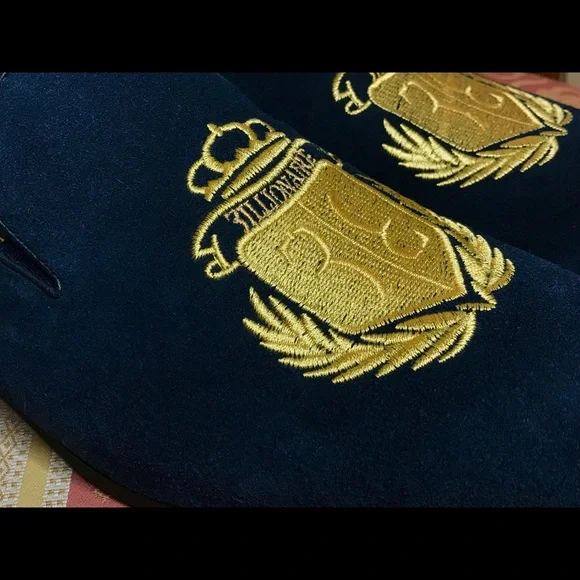 COPY - Billionaire Loafer Shoes Size 40/7 Blue Suede Gold
